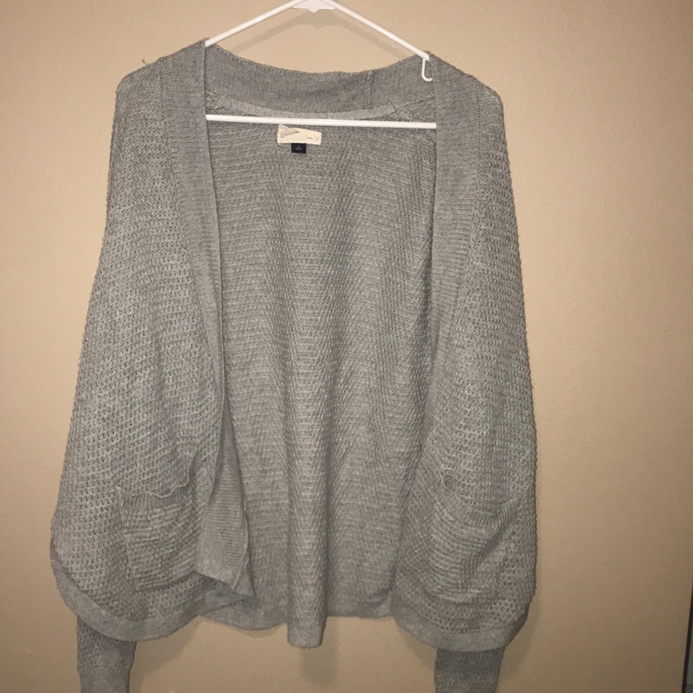 gray cardigan